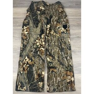 Gamehide Camo Pants Mens L Hush Hide Mossy Oak  Mesh Lined Button Ankles Hunting